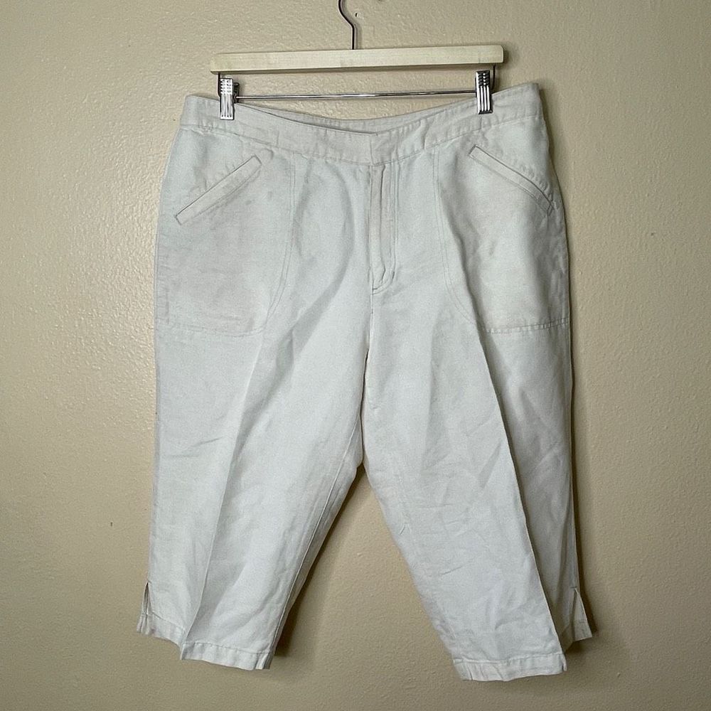 Liz Claiborne Womens Bermuda Dress Shorts Sz 16 Linen Bland